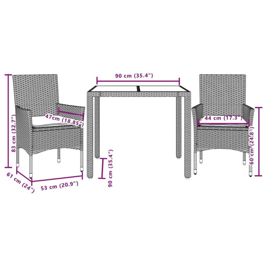 VidaXL set da pranzo da giardino Polirattan  