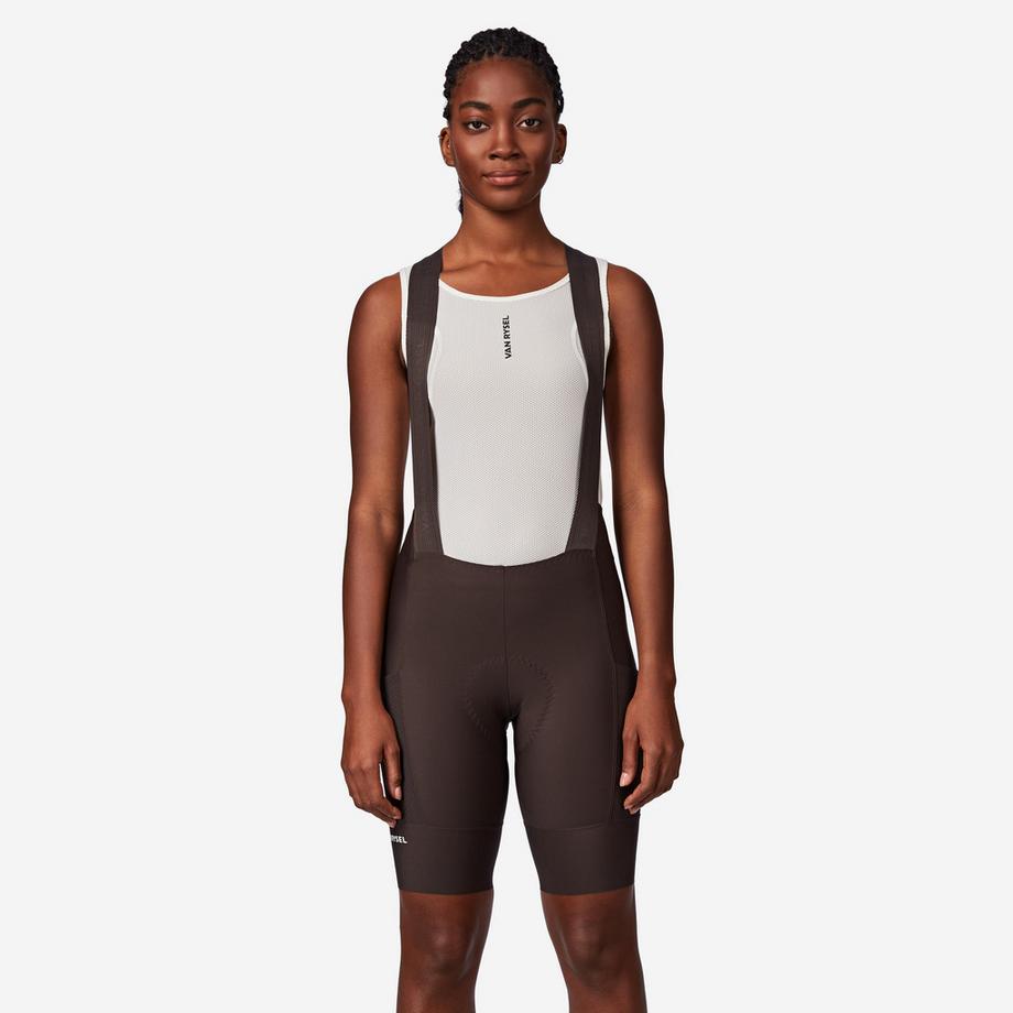 Cuissard court de vélo de route femme endurance, EDR marron