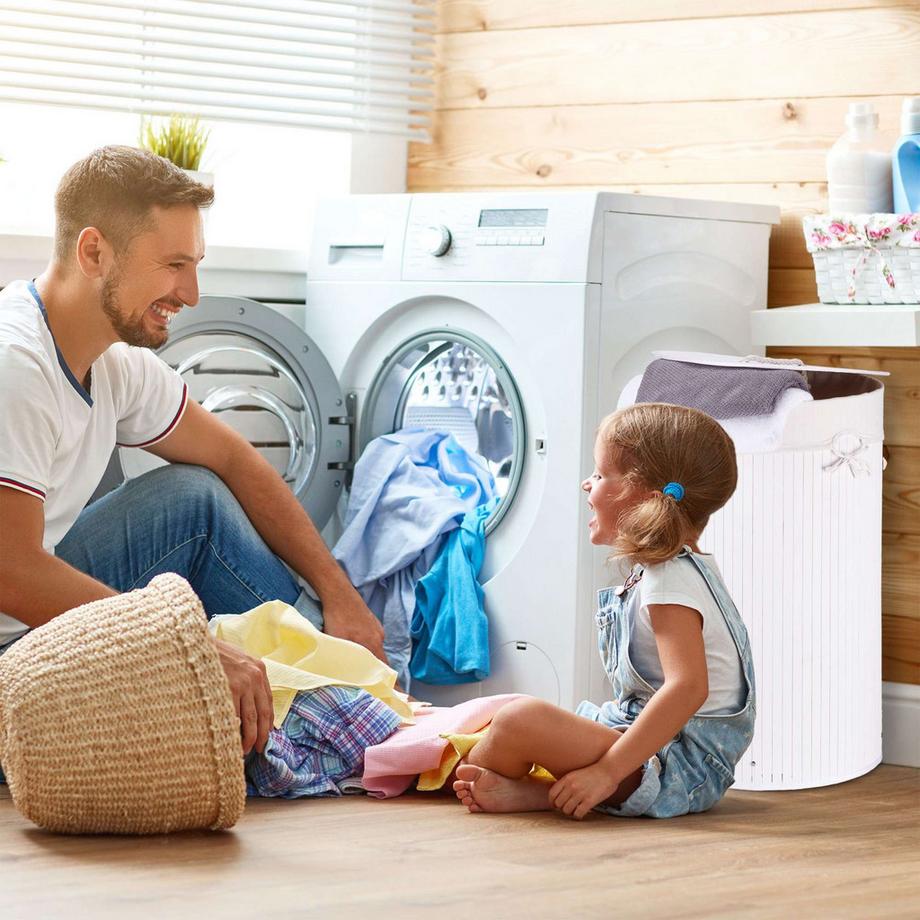 B2X Cesto portabiancheria rotondo in bambù  