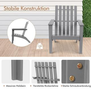 B2X Sedia Adirondack Sedia Adirondack in legno di acacia sedia da giardino fino a 160 kg grigia  