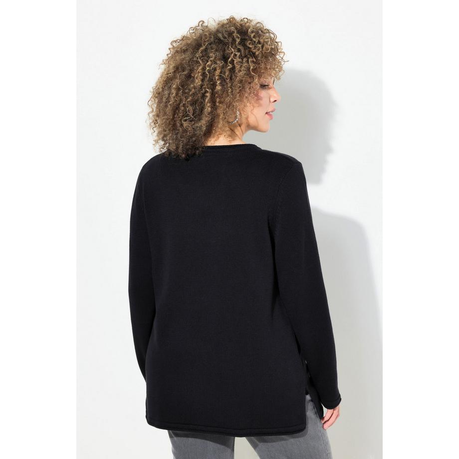 Ulla Popken Pull Étoile Pailletée Col V Manches Longues  