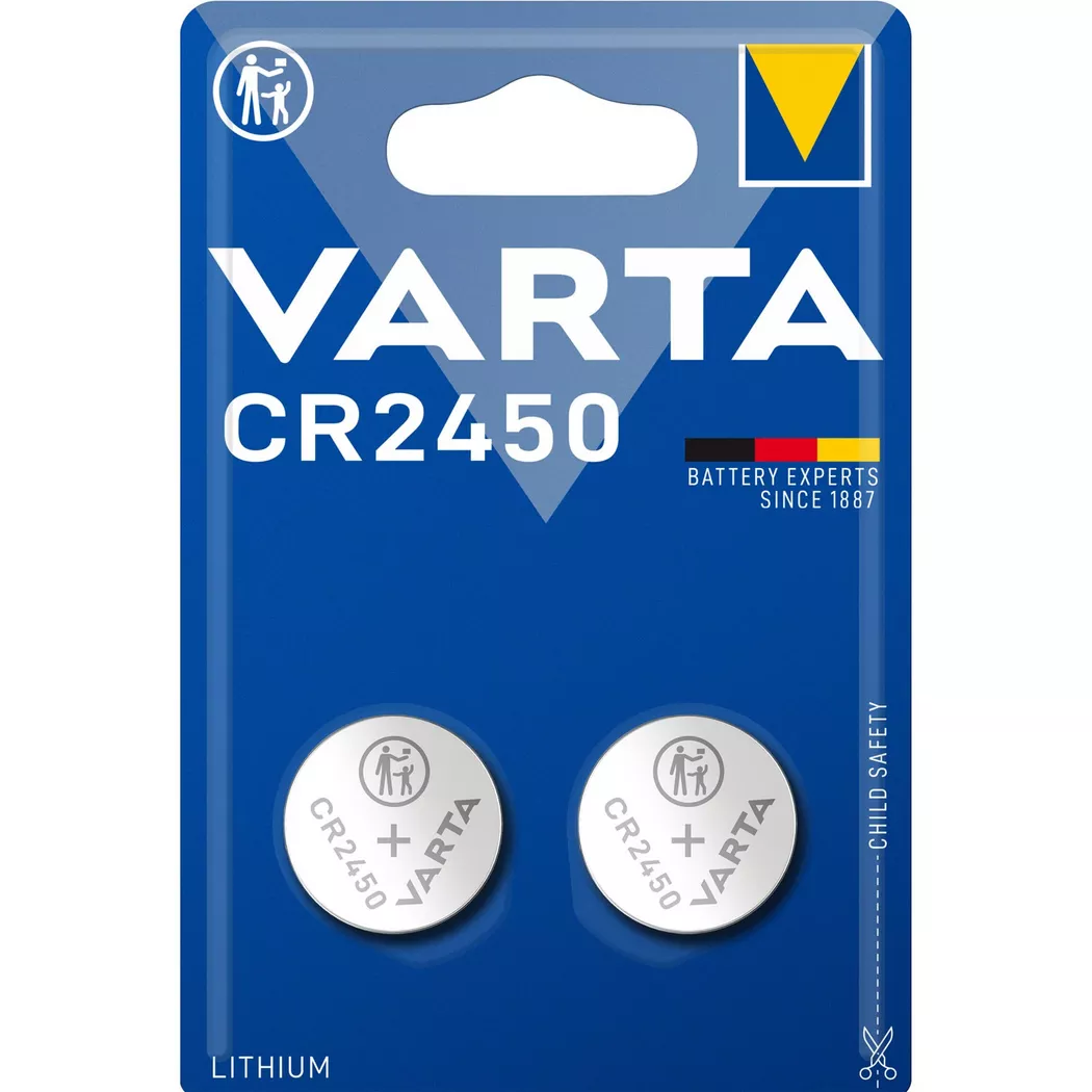 VARTA - Pile bouton au lithium CR2450 3 V, paquet de 2, CR2450