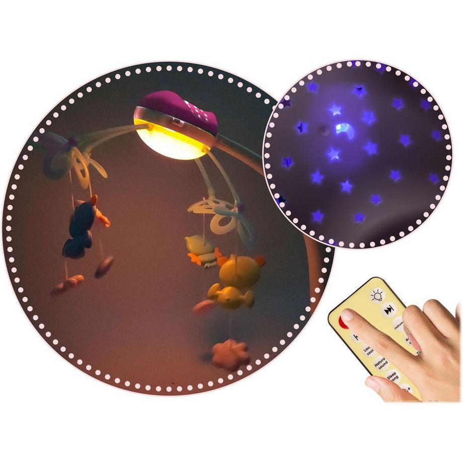 B2X  Boîte à musique avec projecteur pour lit bébé RK-813 rose 