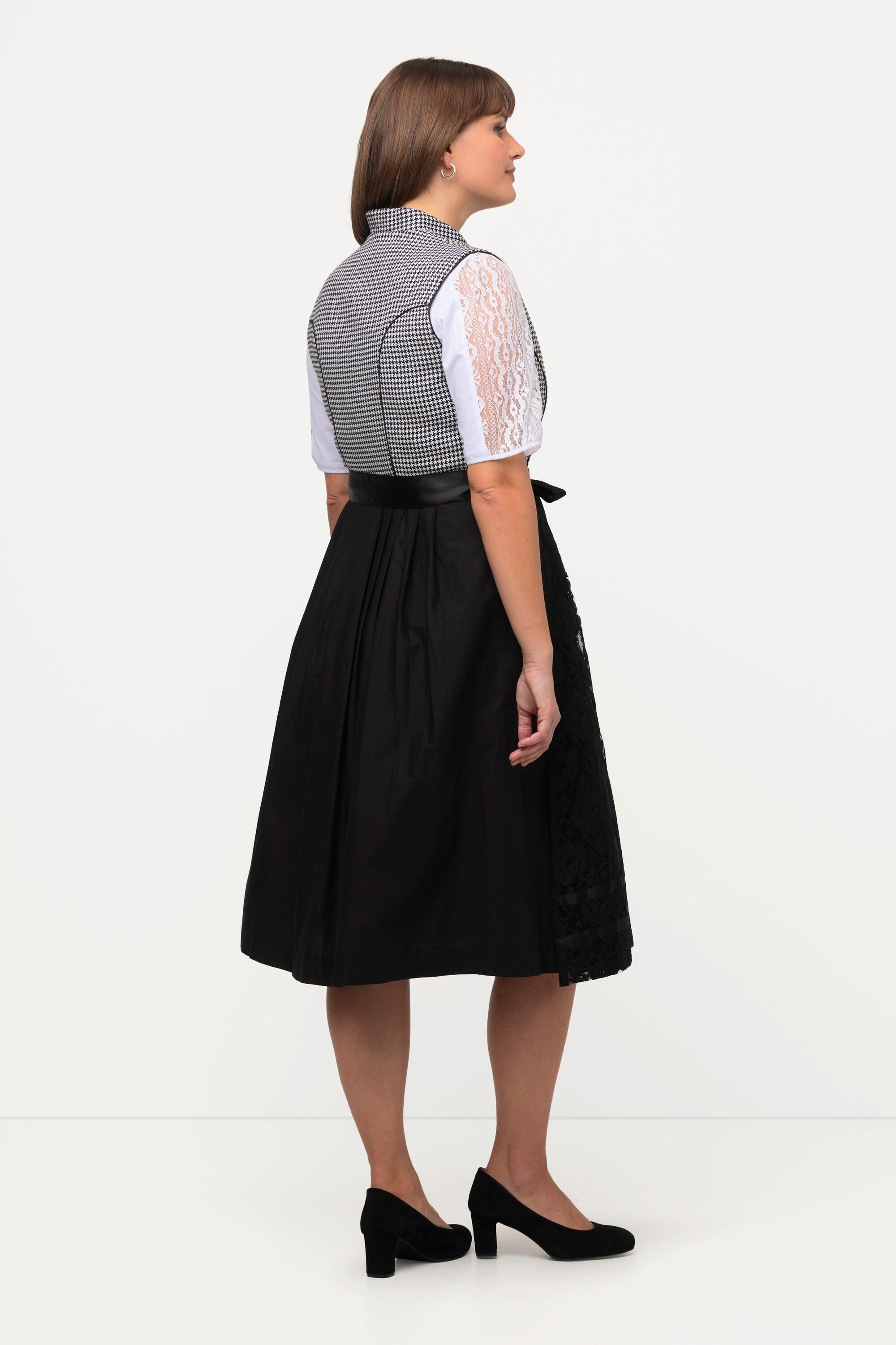 Ulla Popken Dirndl Pied-de-poule Encolure en V Sans Manches  