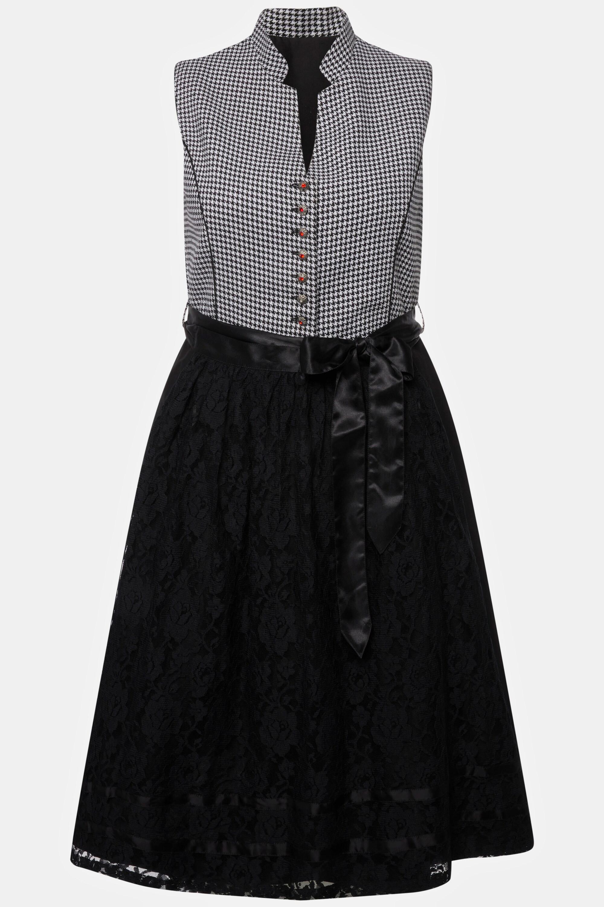 Ulla Popken Dirndl Pied-de-poule Encolure en V Sans Manches  