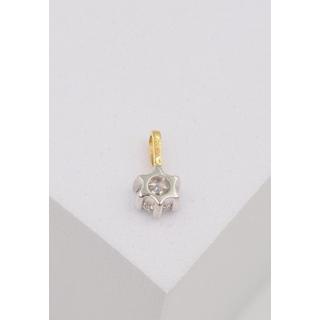 MUAU Schmuck  Pendentif solitaire serti 6 griffes or jaune 750 diamant 0,20ct. Cadre or blanc 750, 8x6mm 