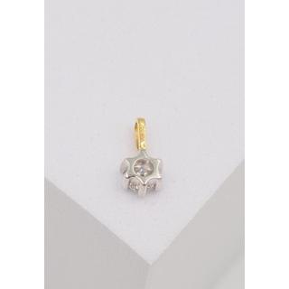 MUAU Schmuck  Solitär Anhänger 6-Griff-Fassung Gelbgold 750 Diamant 0.20ct. Fassung Weissgold 750, 8x6mm 