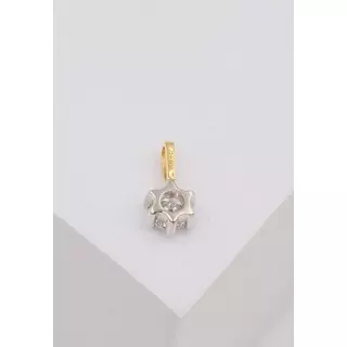 MUAU Schmuck  Pendentif solitaire serti 6 griffes or jaune 750 diamant 0,20ct. Cadre or blanc 750, 8x6mm Or Jaune