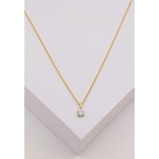 MUAU Schmuck  Solitär Anhänger 6-Griff-Fassung Gelbgold 750 Diamant 0.20ct. Fassung Weissgold 750, 8x6mm 