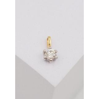 MUAU Schmuck  Solitär Anhänger 6-Griff-Fassung Gelbgold 750 Diamant 0.20ct. Fassung Weissgold 750, 8x6mm 