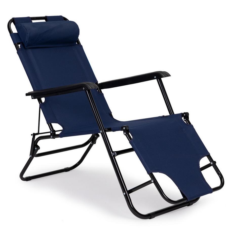 Northix Chaise longue de jardin avec appui-tête, construction pliable, bleue, MultiGarden  