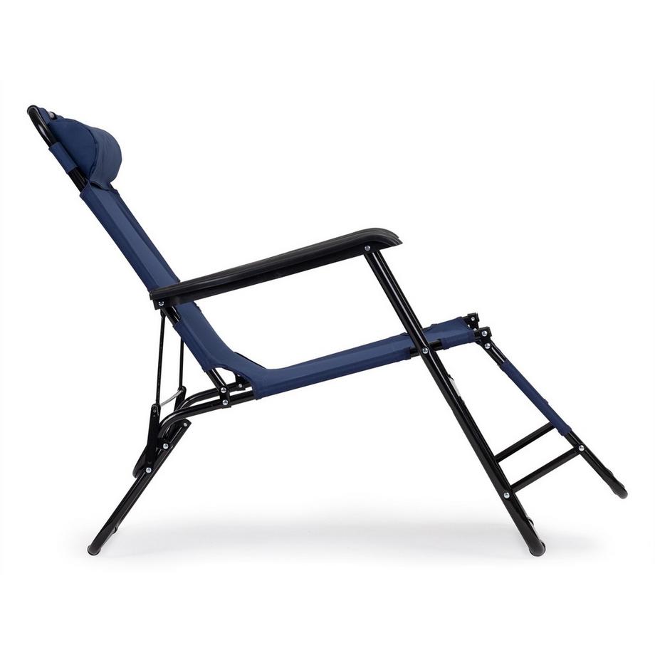Northix Chaise longue de jardin avec appui-tête, construction pliable, bleue, MultiGarden  
