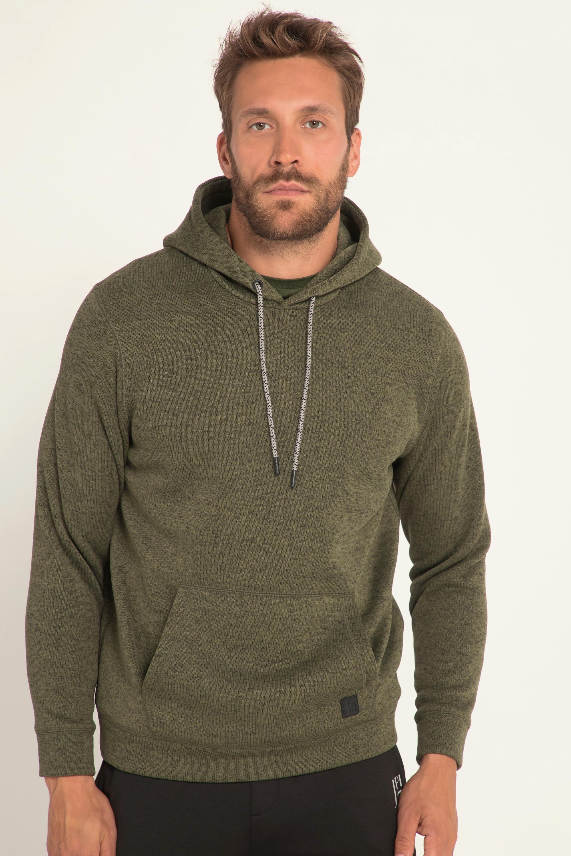 JP1880  Strickfleece-Hoodie, Outdoor, Kapuze, Kängurutasche 