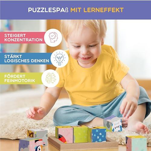 Activity-board  Bilderwürfel Puzzle aus Holz: Spielzeug für Kinder ab 2 3 Jahren, Motorikspielzeug, 