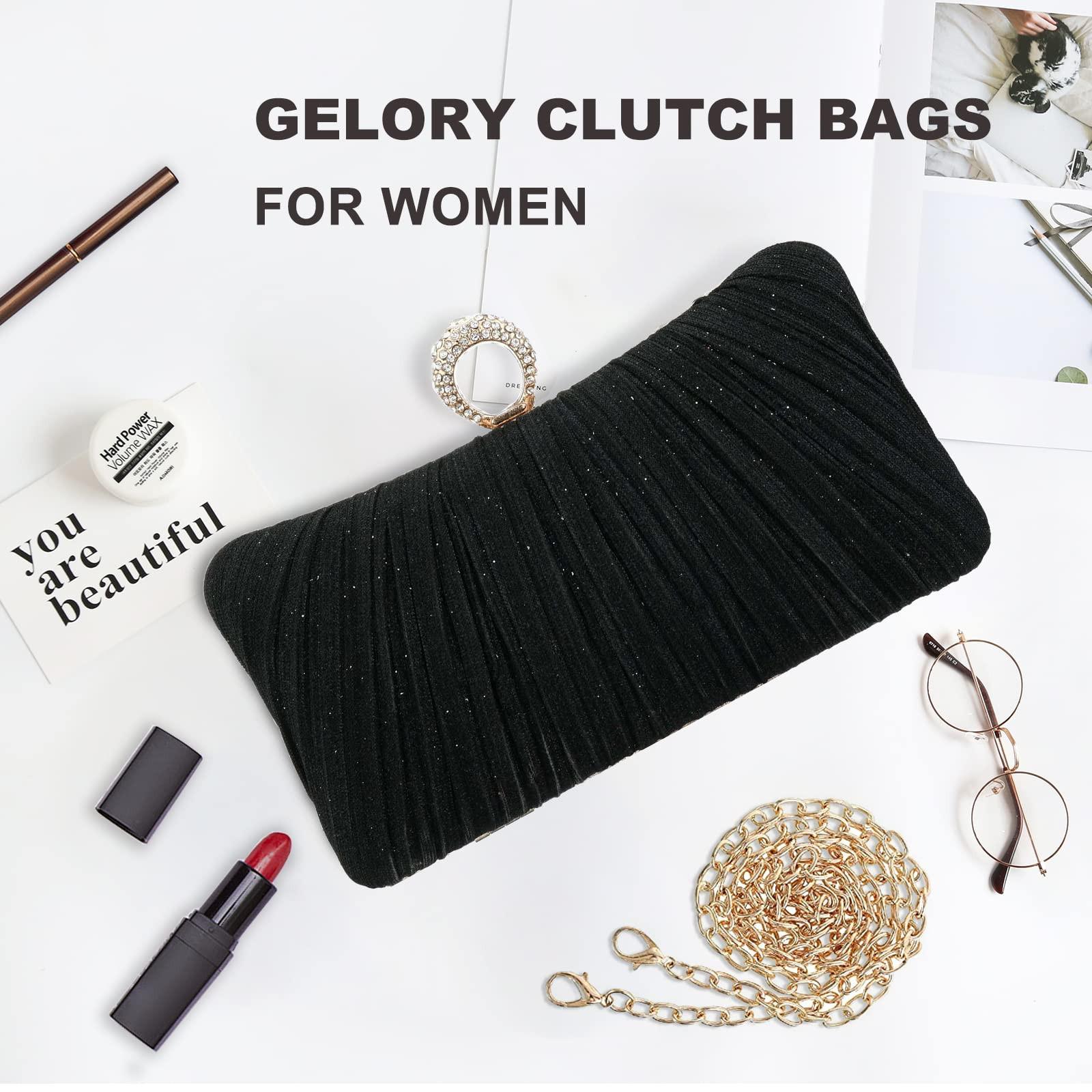 Only-bags.store Kleine Abend Glitzer Clutch Abnehmbare Kette  