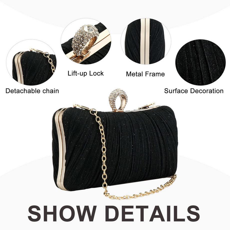 Only-bags.store Petite Pochette de Soirée Pailletée Chaîne Amovible  