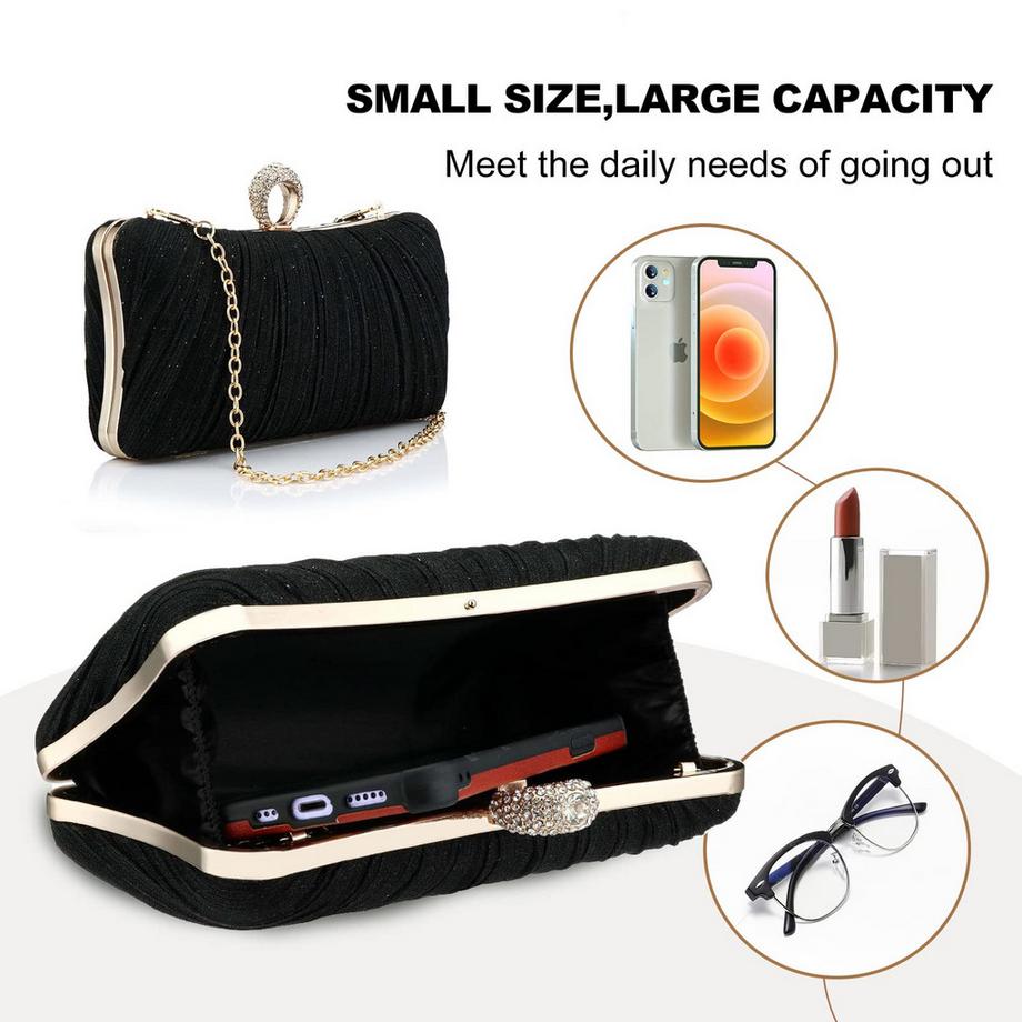 Only-bags.store Petite Pochette de Soirée Pailletée Chaîne Amovible  