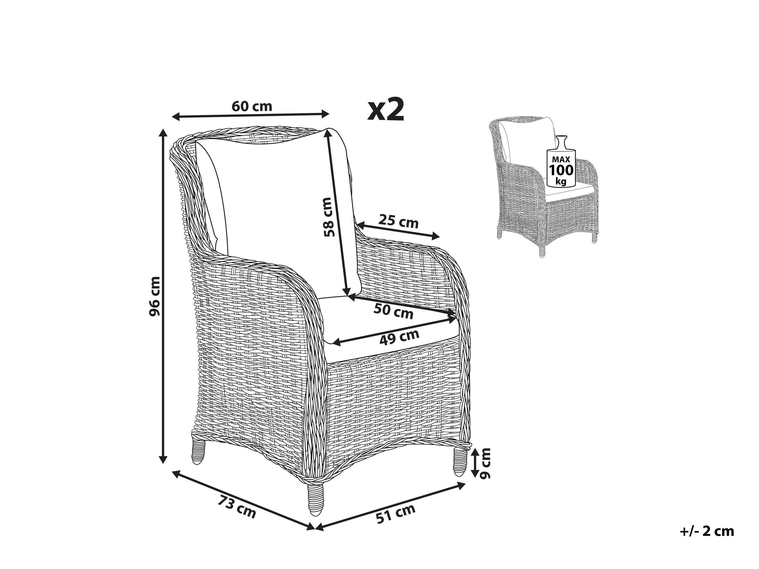 Beliani Lot de 2 chaises en Polyrotin Traditionnel CASCAIS  