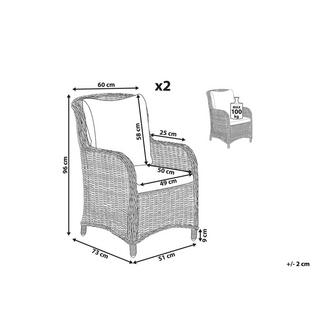 Beliani Lot de 2 chaises en Polyrotin Traditionnel CASCAIS  