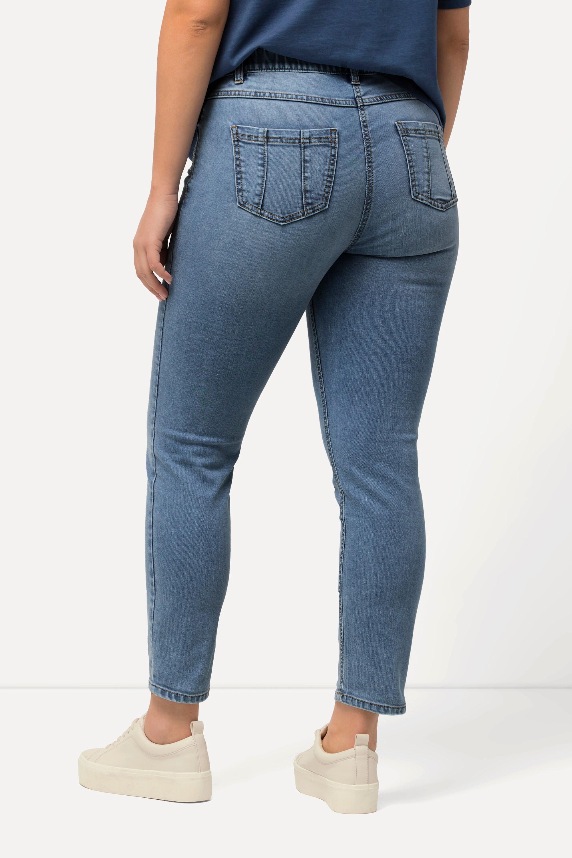 Ulla Popken  Jean Sarah avec pierres fantaisie, jambe étroite et taille stretch confortable 