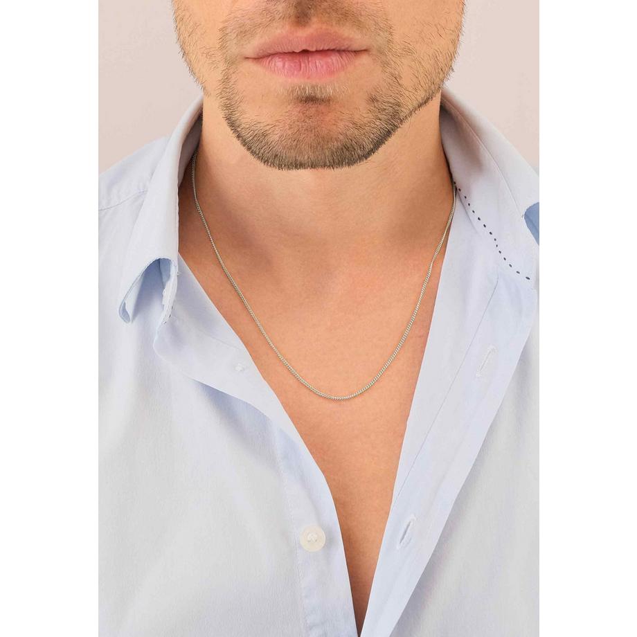 MUAU Schmuck  Collier rond gourmette or blanc 750, 1.6mm, 40cm 