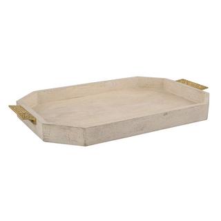 Aulica  PLATEAU EN BOIS BLANC ET METAL DORE 45X28X5CM 