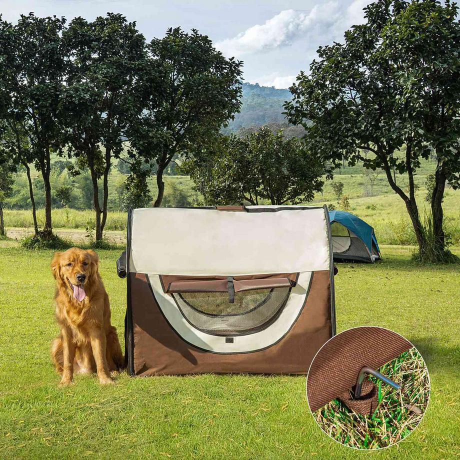 Northio  Caisse De Transport Pour Chien Pliable, Sac À Dos Pour Animal Domestique Avec Coussin Imperméable En Tissu Oxford Café 97 X 71 X 76 Cm 