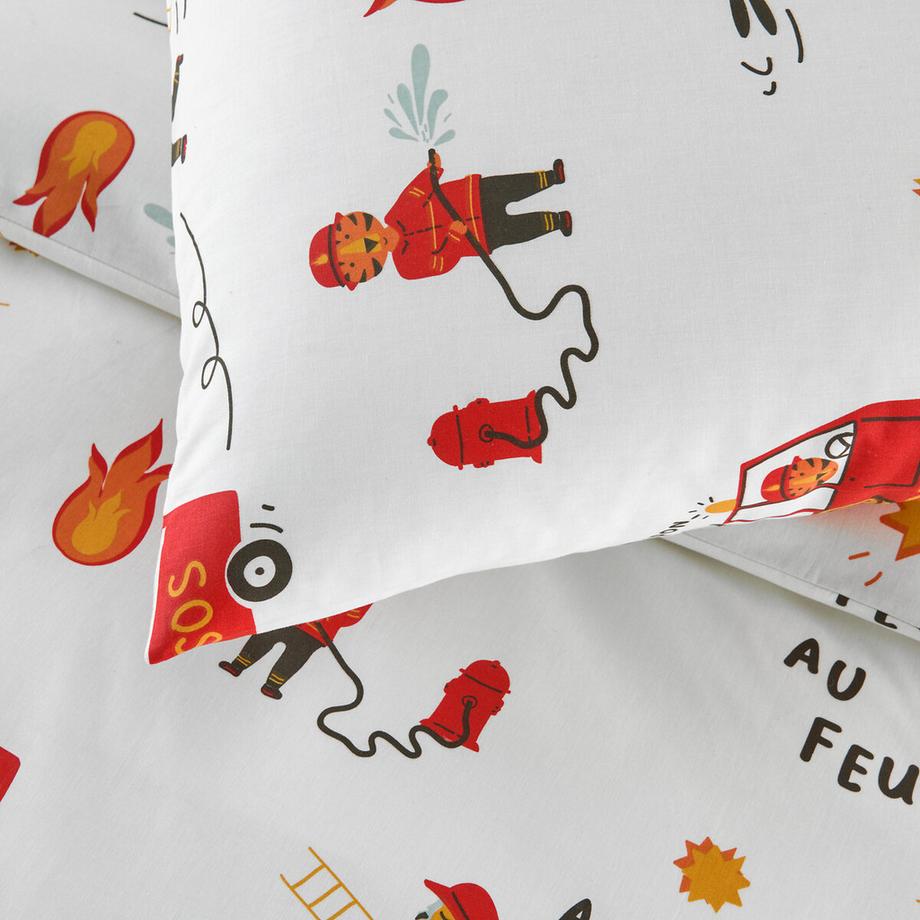SO'HOME Fodera per cuscino per bambini stampa pompiere  