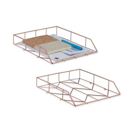 B2X set di 2 cestini porta lettere in oro rosa  