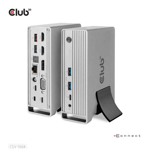 Club3D  CSV-1568 station d'accueil USB 3.2 Gen 2 (3.1 Gen 2) Type-C Métallique 