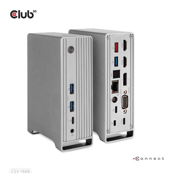 Club3D  CSV-1568 station d'accueil USB 3.2 Gen 2 (3.1 Gen 2) Type-C Métallique 