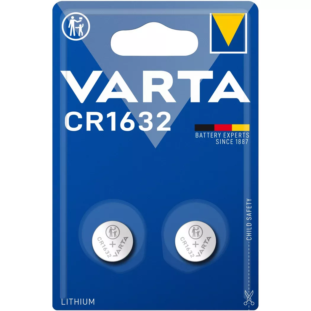VARTA - Pile bouton au lithium CR1632 3 V, paquet de 2, One Size