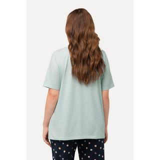 Ulla Popken  T-shirt de pyjama, col V, manches courtes, coton bio 