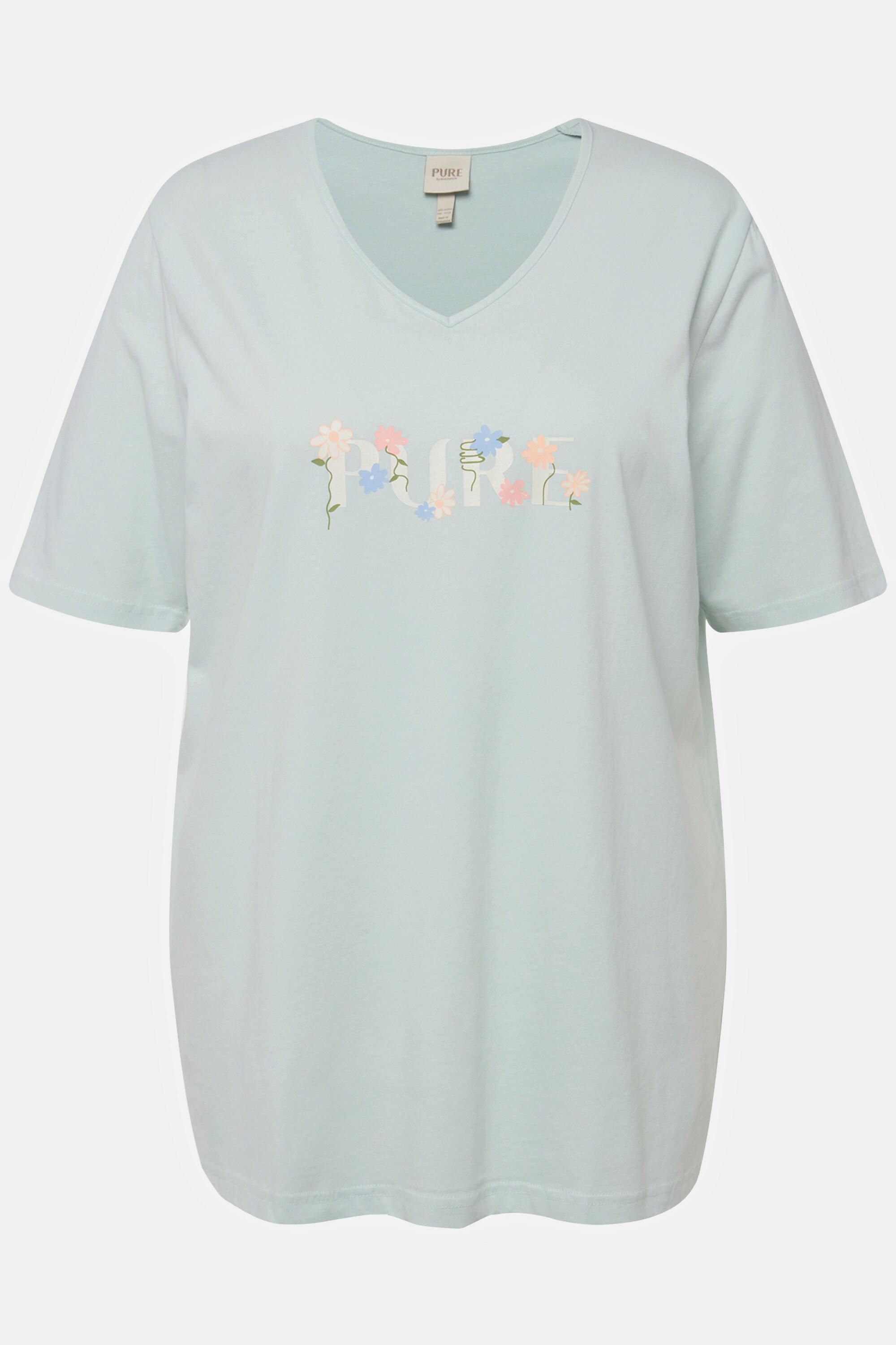 Ulla Popken  T-shirt de pyjama, col V, manches courtes, coton bio 