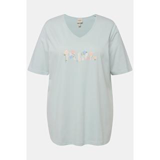 Ulla Popken  T-shirt de pyjama, col V, manches courtes, coton bio 