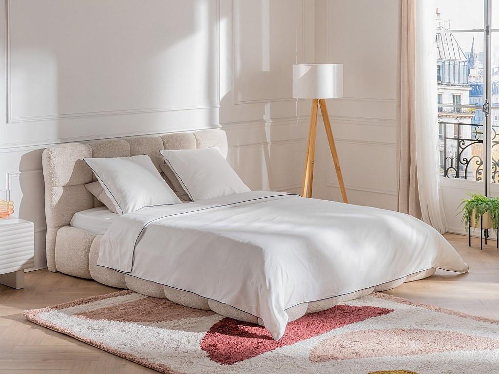 Vente-unique AGAMI Baumwollperkal Bettwäsche-Set Weiss  