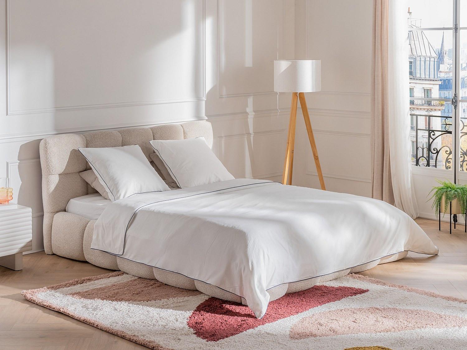 Vente-unique AGAMI Baumwollperkal Bettwäsche-Set Weiss  