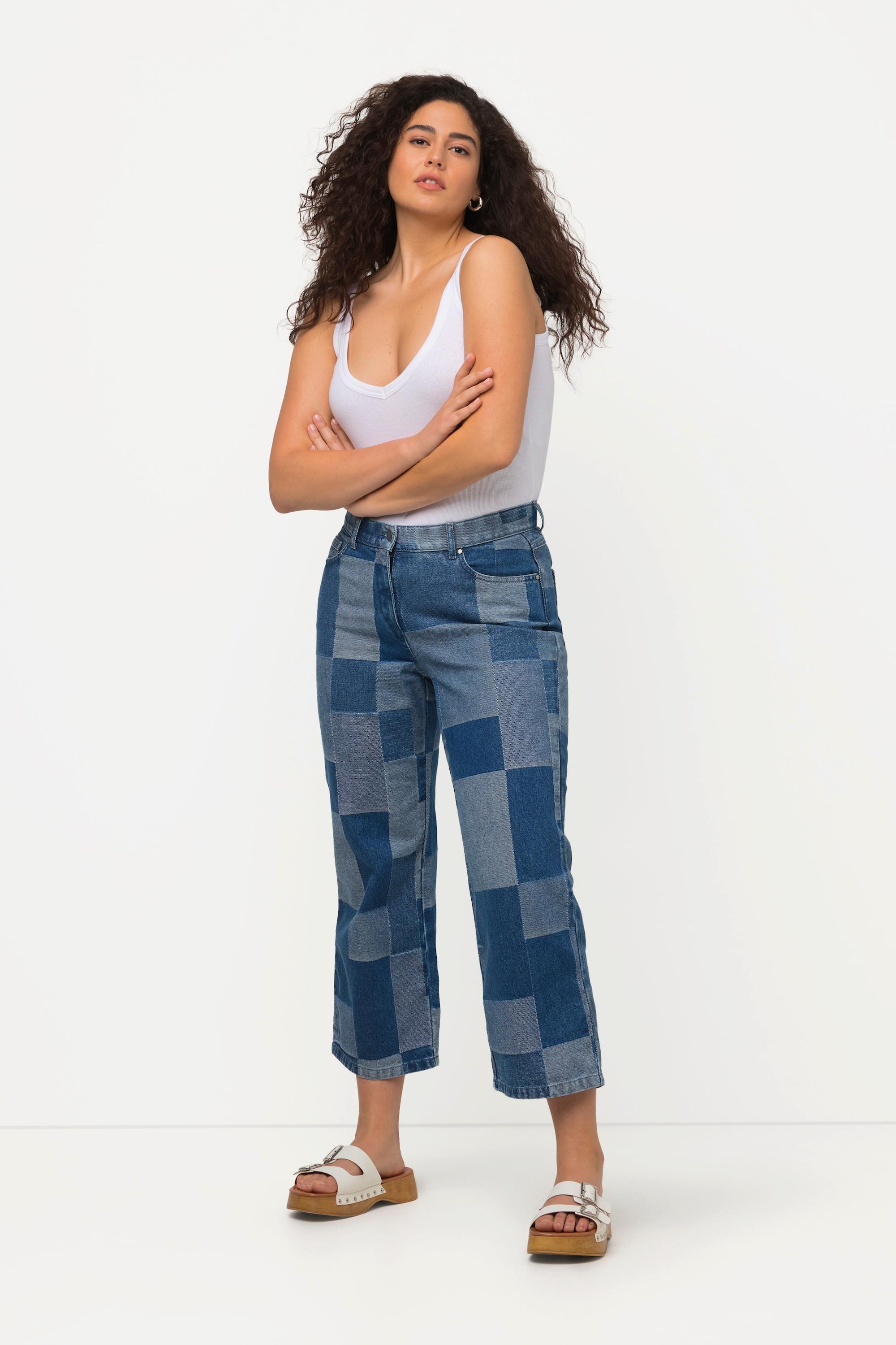 Ulla Popken  7/8-Jeans-Culotte, Mustermix, weites Bein 