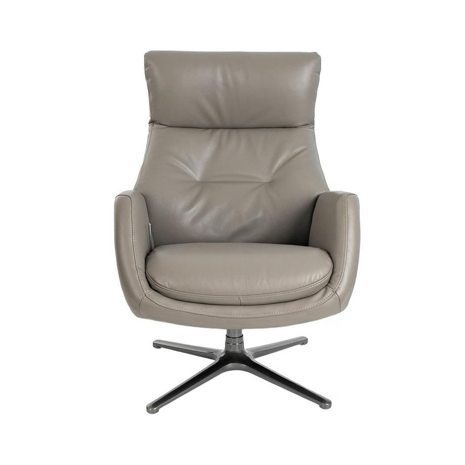 ANGEL CERDA Poltrona girevole in pelle grigio scuro  