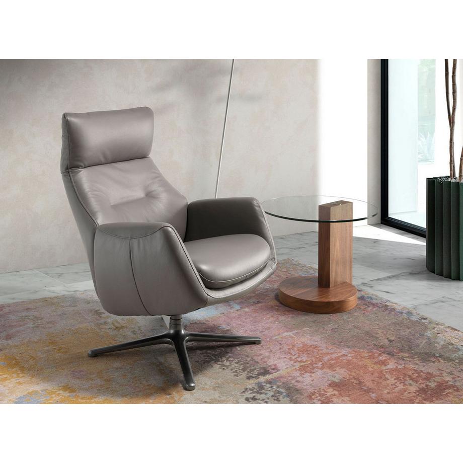 ANGEL CERDA Poltrona girevole in pelle grigio scuro  