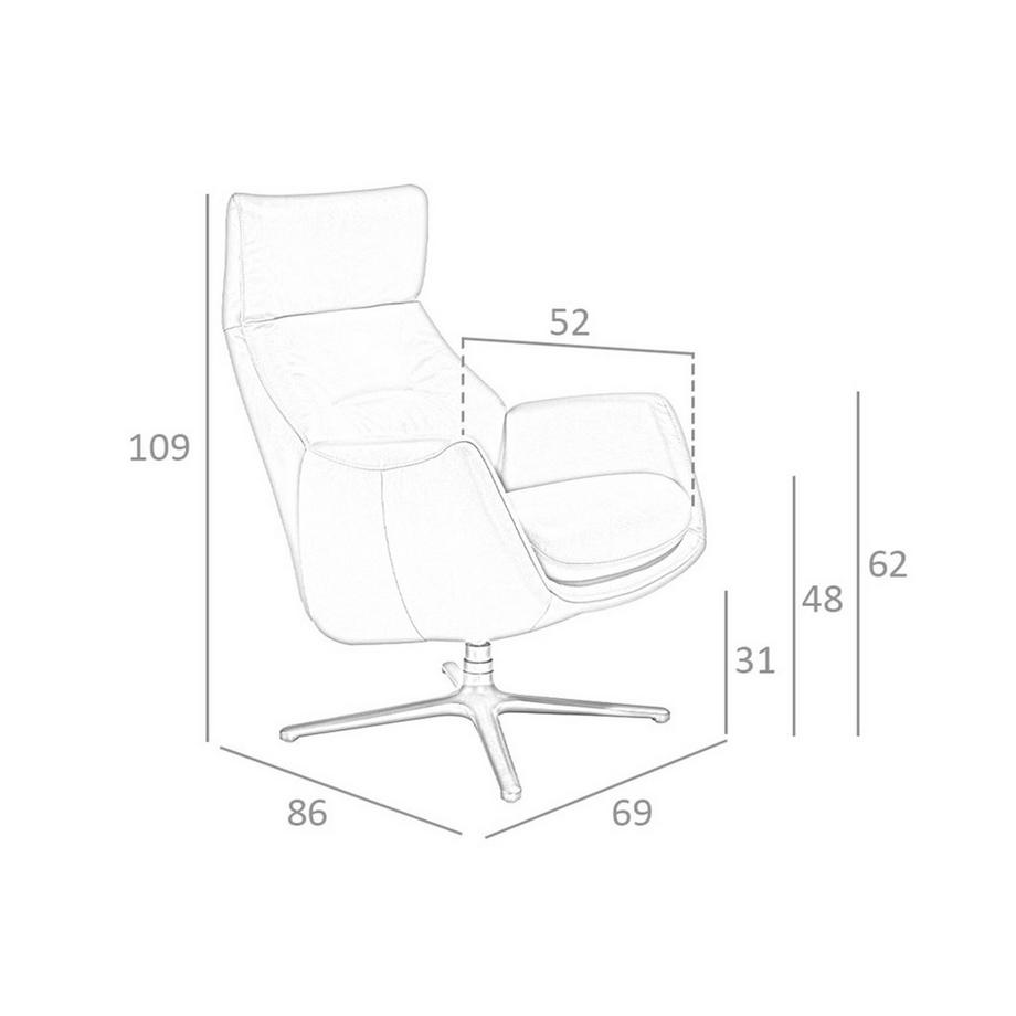 ANGEL CERDA Poltrona girevole in pelle grigio scuro  