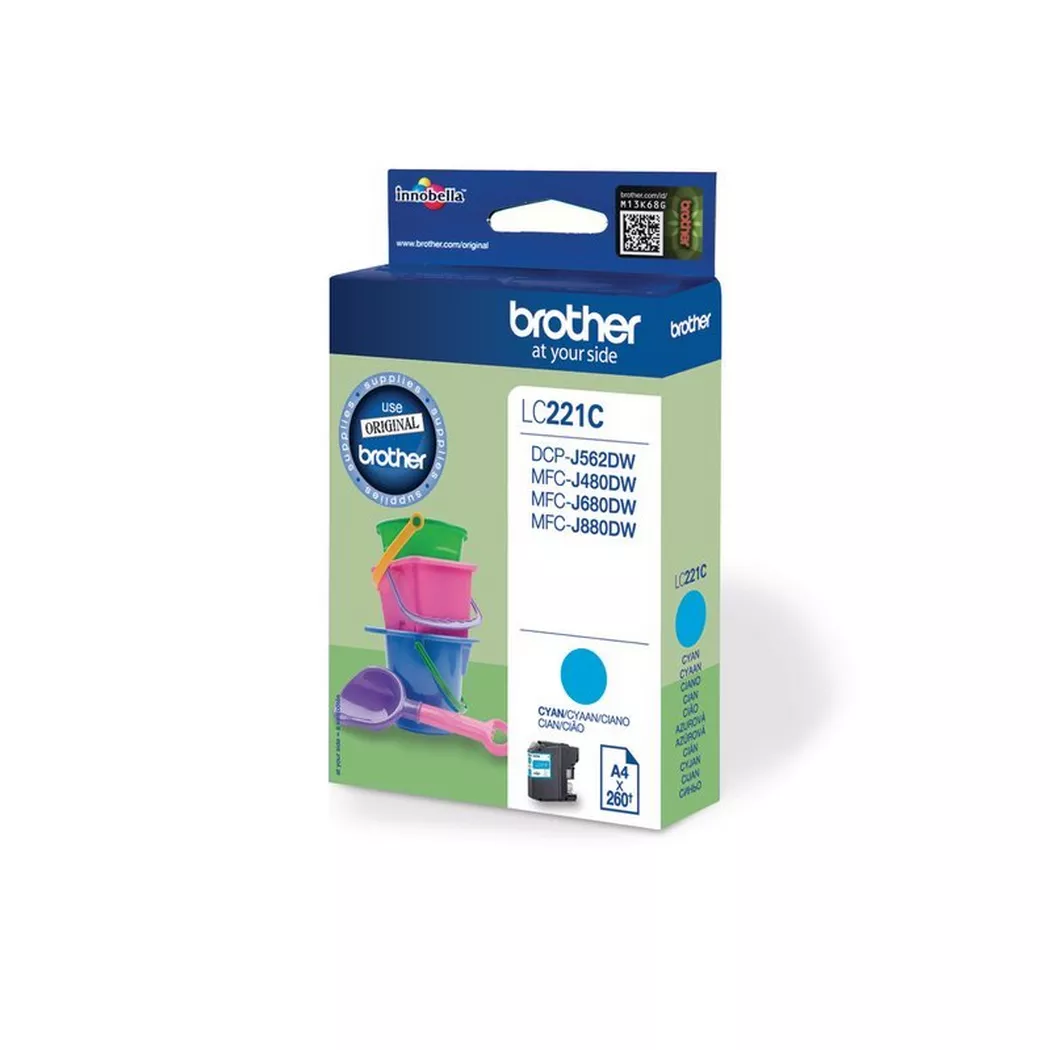 Brother – Tintenpatrone cyan LC-221C MFC-J480/680/880 260 Seiten, One Size