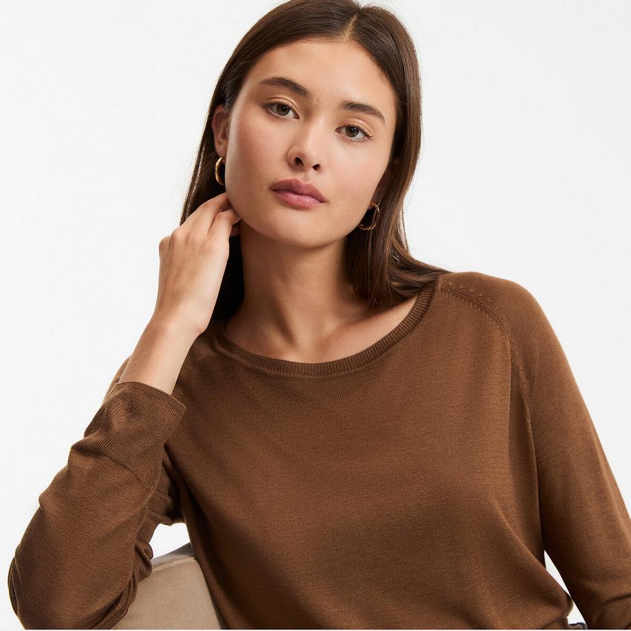 La Redoute Collections Pull col rond en maille fine  