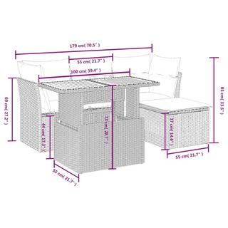 VidaXL Ensemble de canapés de jardin rotin synthétique  