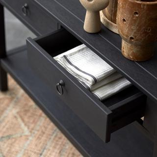 Tikamoon Console en pin massif 2 tiroirs Thaki Black  