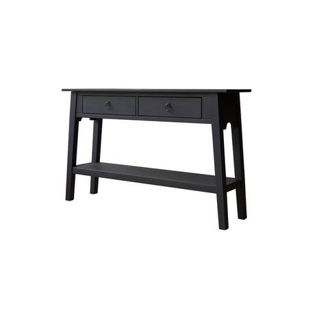 Tikamoon Console en pin massif 2 tiroirs Thaki Black  