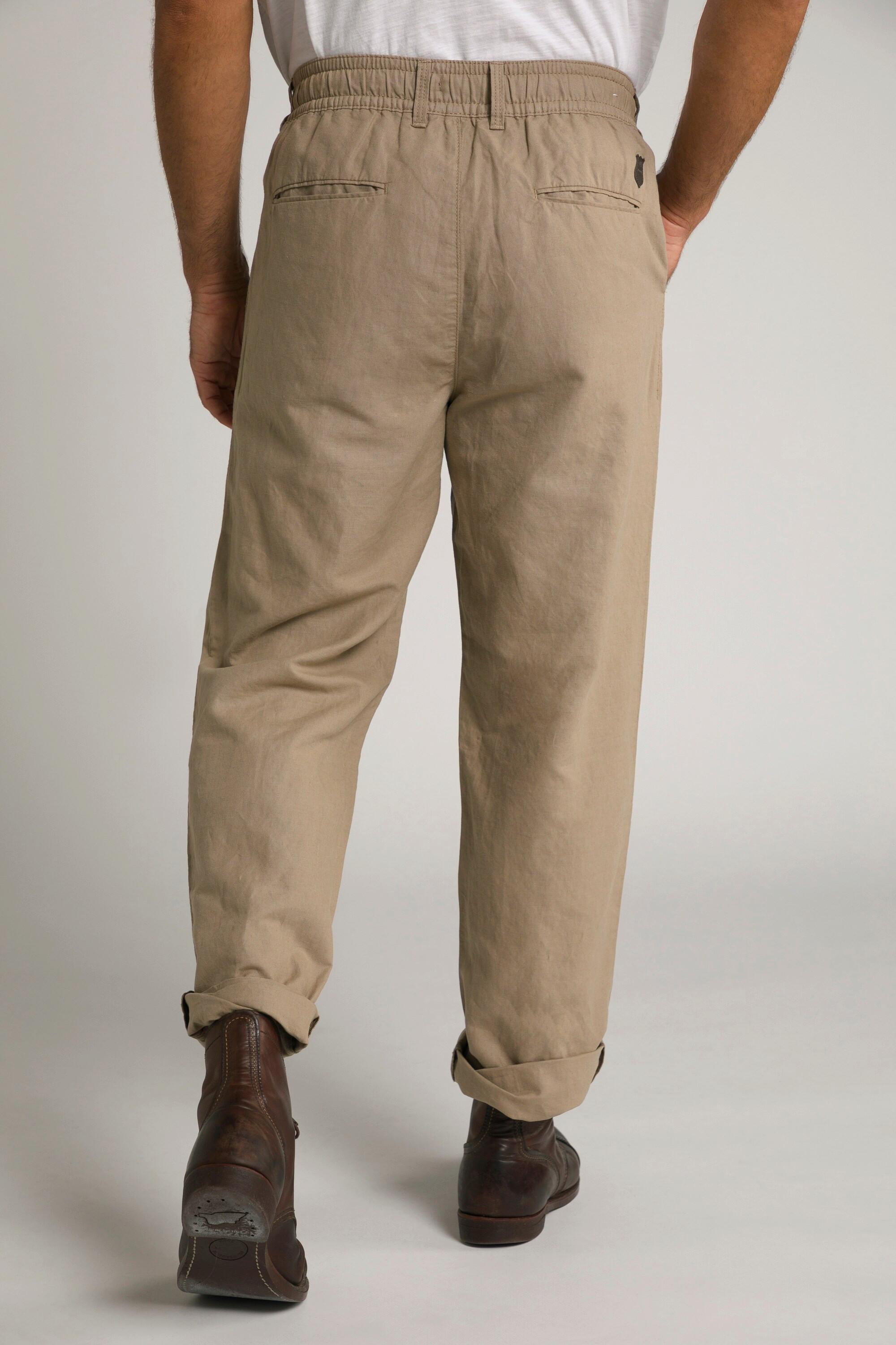 JP1880  Pantaloni basic di misto lino con cintura elastica 