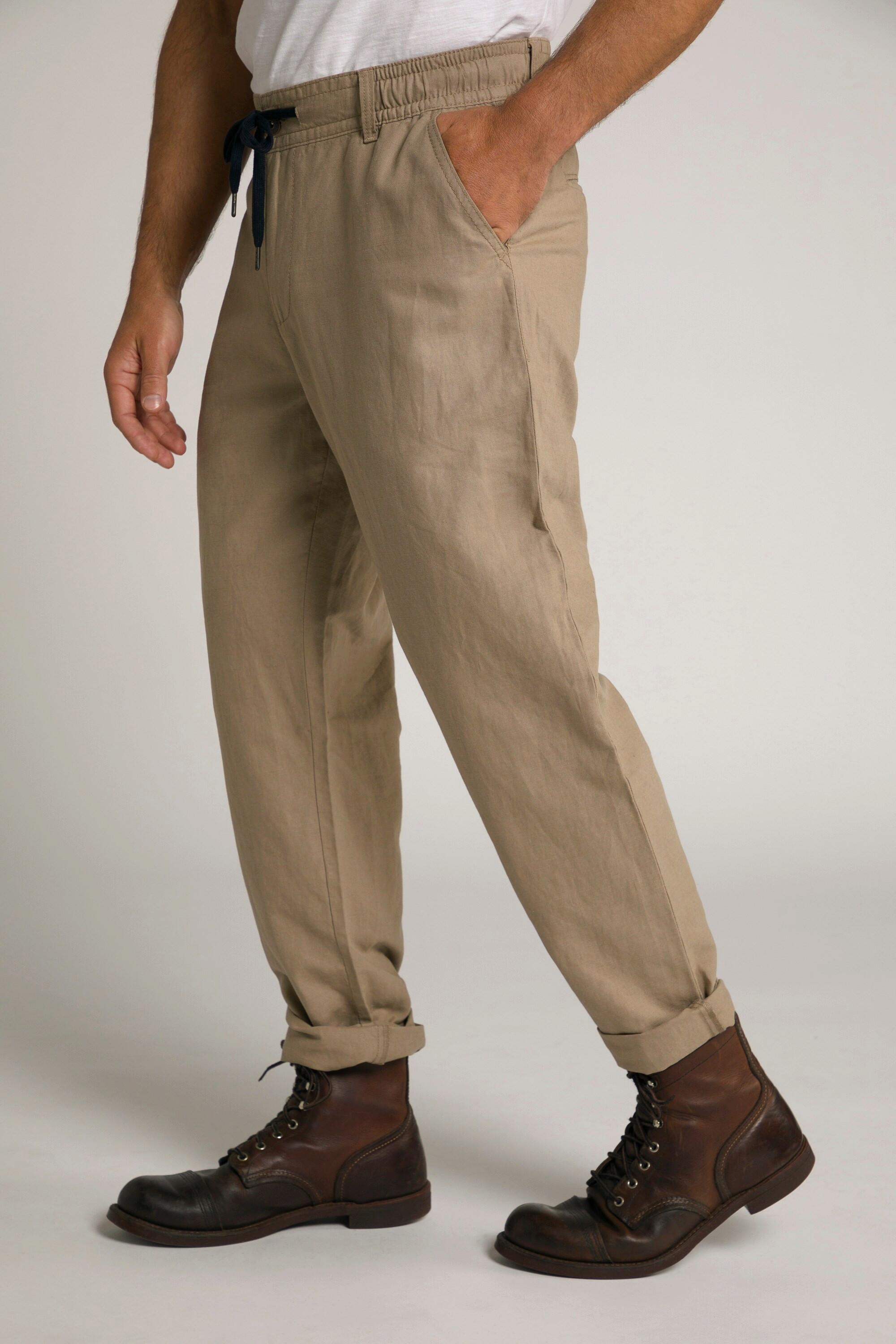 JP1880  Pantaloni basic di misto lino con cintura elastica 