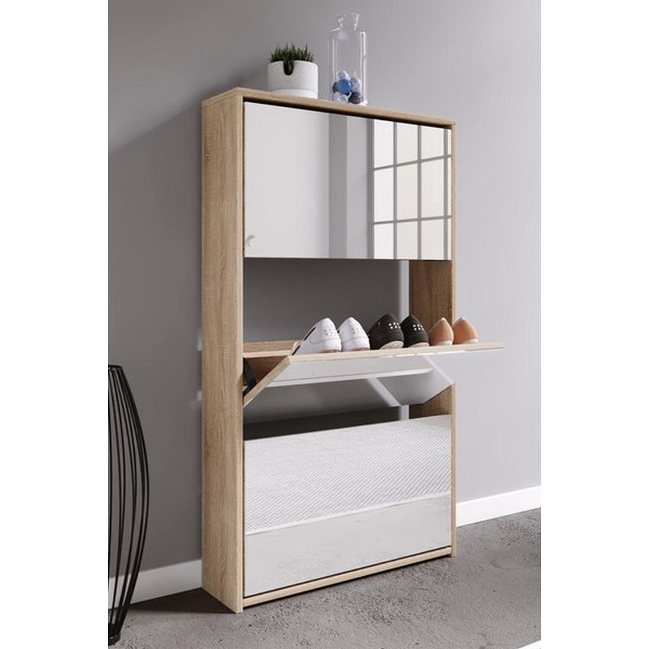 VCM Holz Schuhschrank Schuhkommode Schuhregal Schuhständer Spiegel Stido XL  