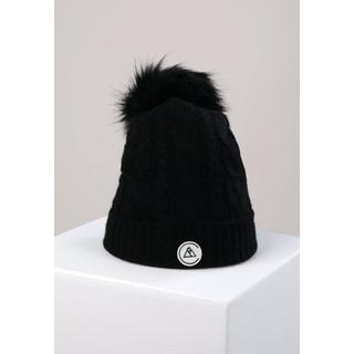 CASH-MERE.CH Kaschmir Mütze mit Zopfmuster und Bommel  